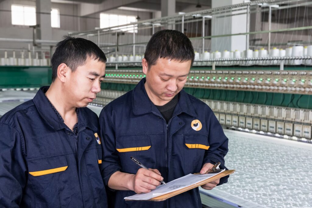 Embroidery being produced on the machine.